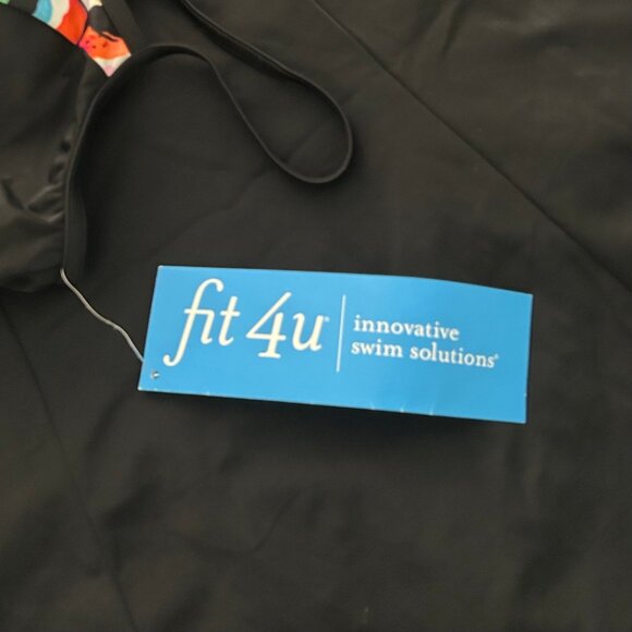 fit 4 ur Thighs Swimwear One Piece Women's Swimsuit Black/Floral Print Size 12 - Picture 6 of 8